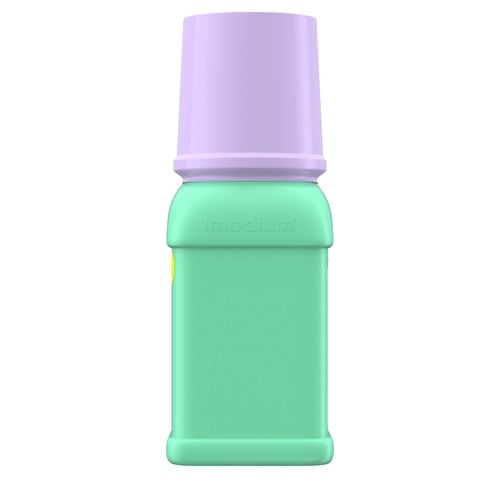 Parte posterior del frasco de IMODIUM® Solución Oral Antidiarreica para niños a partir de los 6 años.